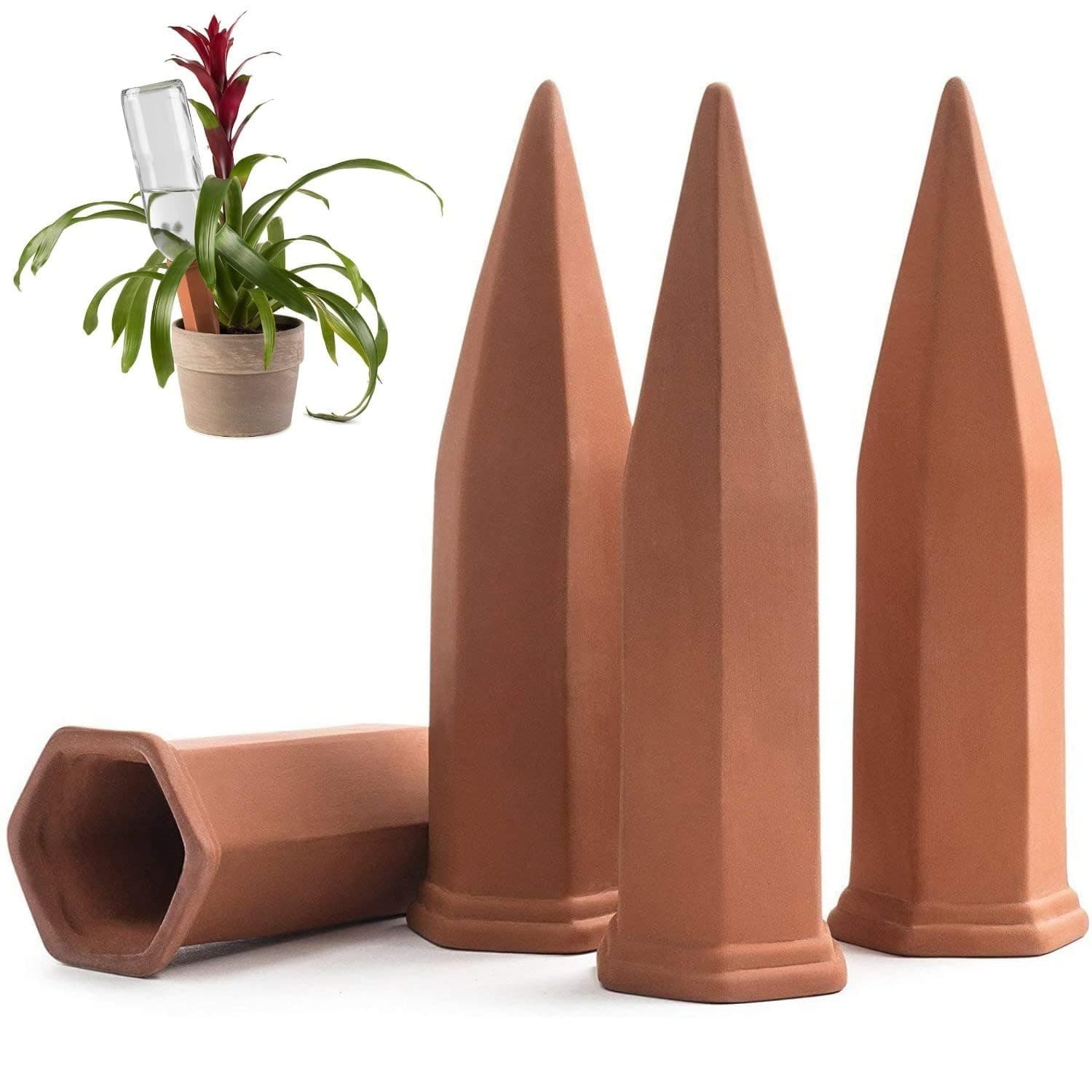 Terracotta Self-Watering Plant Spikes (4-Pack) — Vacation Plant Care