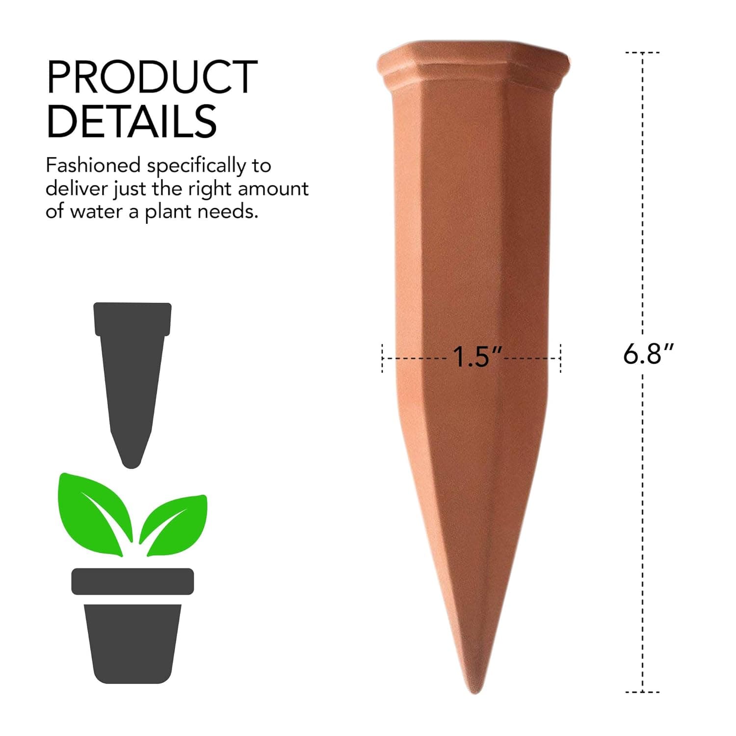 Terracotta Self-Watering Plant Spikes (4-Pack) — Vacation Plant Care 4