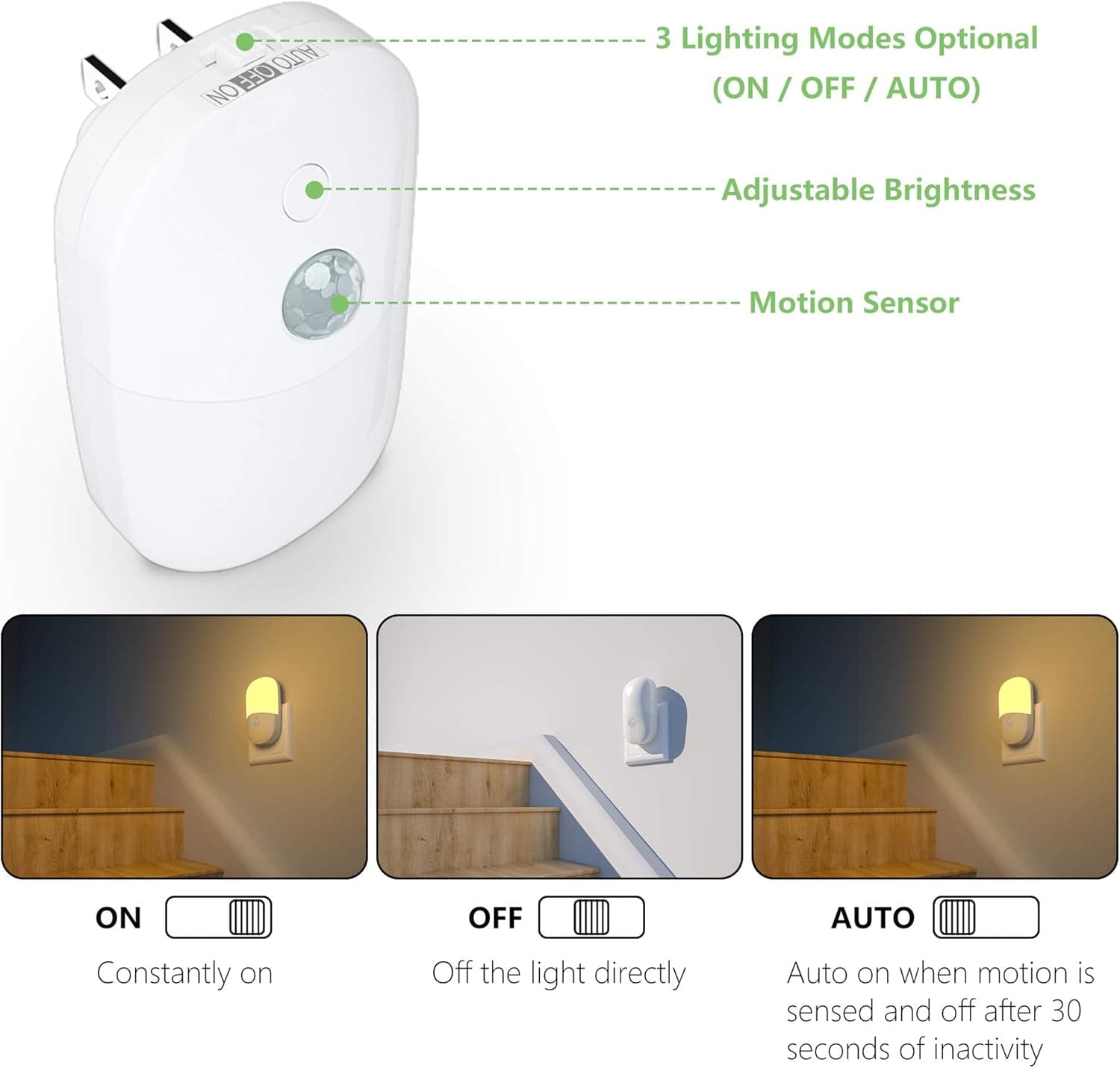 MAZ-TEK Plug-in LED Motion Sensor Night Light (2-Pack) — Warm White 2