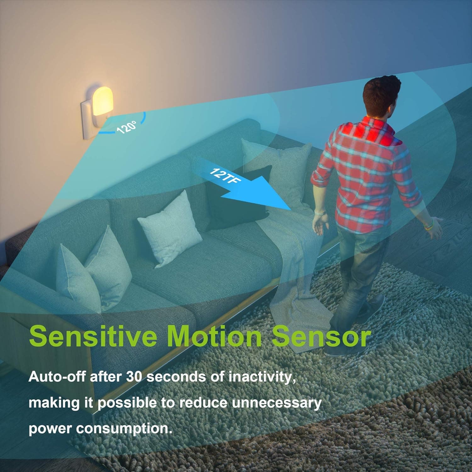 MAZ-TEK Plug-in LED Motion Sensor Night Light (2-Pack) — Warm White 3