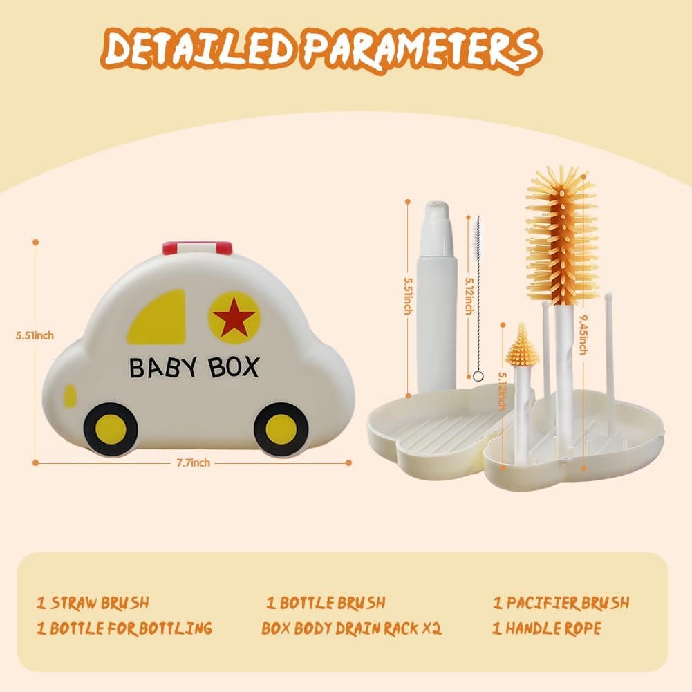 7-in-1 Baby Bottle Brush Set with Soap Dispenser & Foldable Drying Rack 3